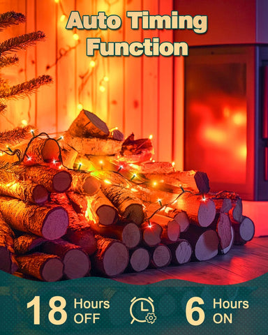Festive Lights 5m Red Orange Yellow Battery Christmas Fairy Lights – 50 LED Waterproof String Lights with 6-Hour Timer for Christmas Trees, Wreaths, Gardens & Home Decorations