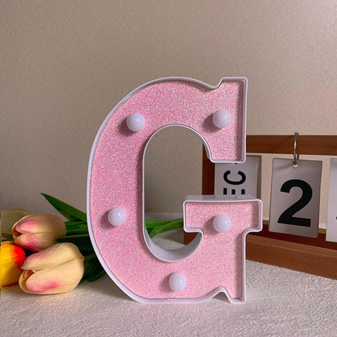 Light Up Letter G, LED Letter Lights Pink, Warm Lighted Letters Light Sign, Battery Powered Night Light for Birthday Wedding Anniversary Christmas Home Wall Decor