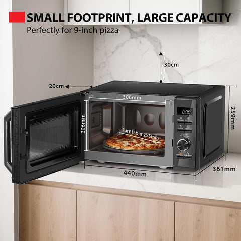 20L Black Digital 800W Microwave Oven with 1000W Grill