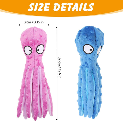 Octopus Squeaky Dog Toy Set with Crinkle Paper