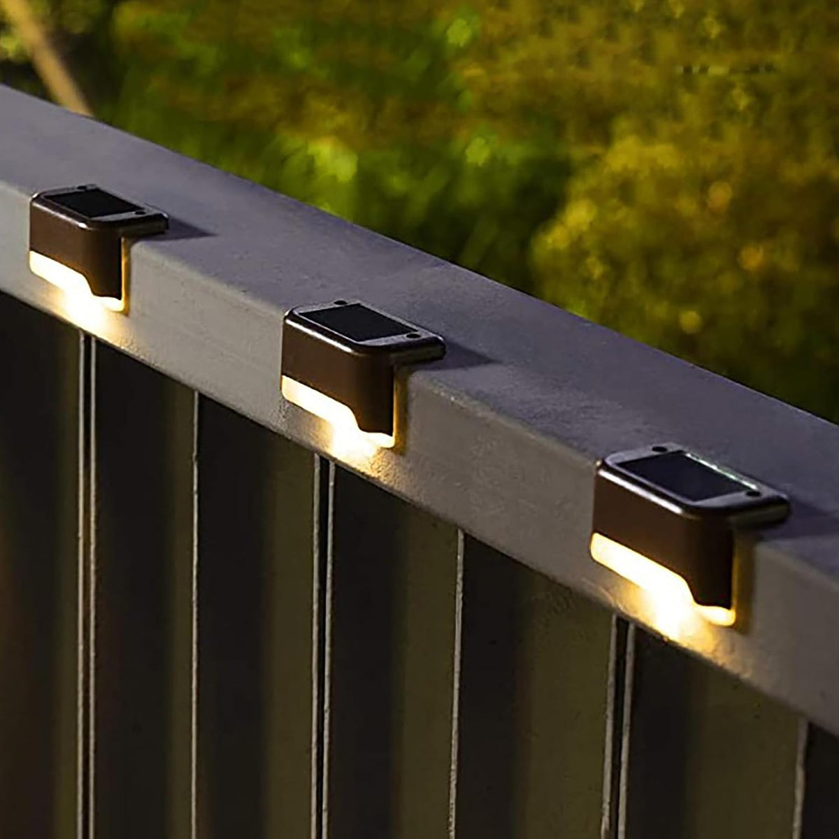 Solpex Solar Fence Lights, 12 Pack Garden Solar Deck Lights for Outdoor, Waterproof for Outdoor Stairs, Step, Fence, Yard, Patio, Pathway(Brown Warm White) [Energy Class A]