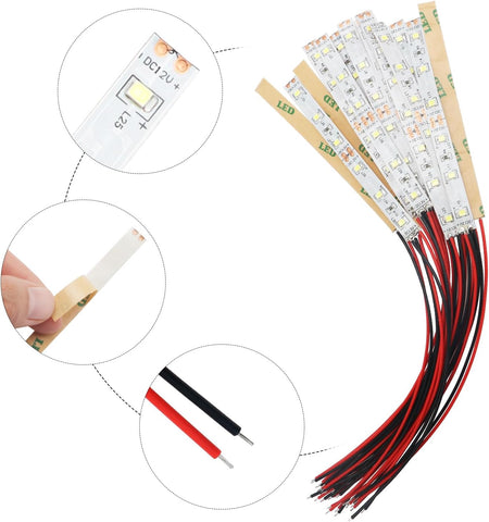 15 PCS 100mm Prewired LED Strip Lights 12-18V White 2335 SMD