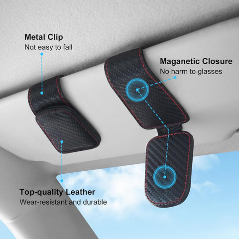 Magnetic Leather Car Visor Sunglasses Holder – Universal Fit