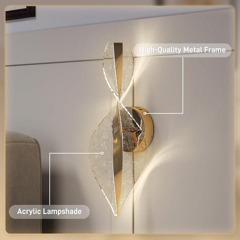 HOMCOM LED Spiral Wall Lamp 2 Pack Gold