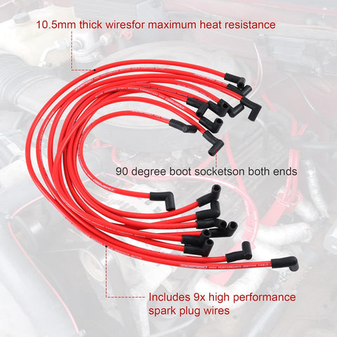 JDMSPEED New 10.5mm Spark Plug Wire Set Replacement for HEI SBC BBC 350 383 454 Electronic