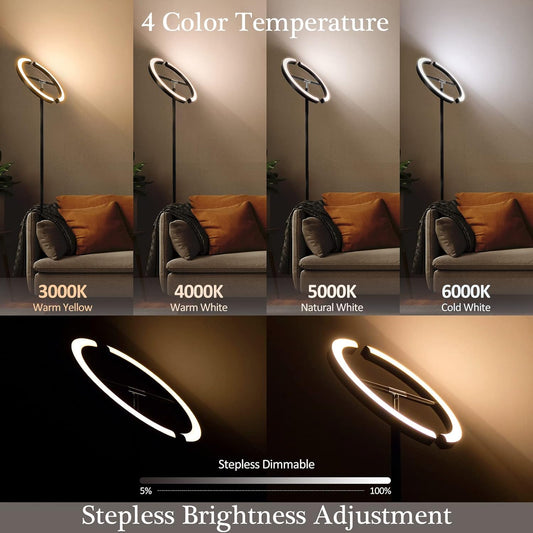 Floor Lamp, Uplighter Floor Lamp, Stepless Dimming & 3000K-6000K Color Temperature, Remote & Touch Control, Modern Standing Light for Living Room, Bedroom