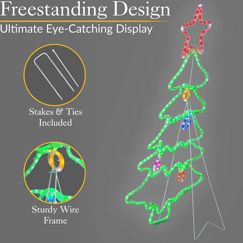 Christow Christmas Tree Silhouette Light – 85cm Multi-Coloured LED Rope Light