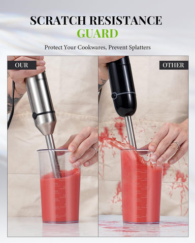 Hand Blender 1200W – 6-in-1 Stick Blender with Whisk, Chopper & Beaker