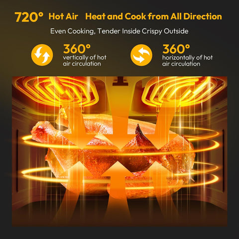 LLIVEKIT 15L Dual Air Fryer Oven – 2600W, 12-in-1, Rotisserie, SYNC Finish & Dual Cook, 8 Accessories, LED Touch Screen