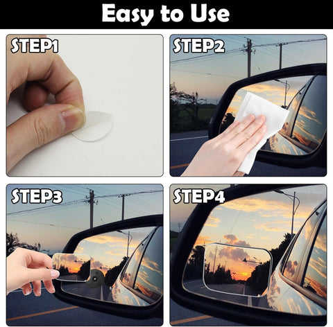 2Pcs Square Car Blind Spot Mirrors – 360° Adjustable Wide Angle Rear View