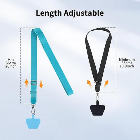 CACOE Universal Mobile Phone Chain - Adjustable Neck Strap for Smartphones Black+light Blue