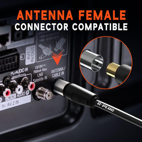 5m TV Aerial Cable with Right Angle Plug + Adapter