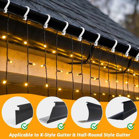 Dalugo 40 Pcs Black Plastic Gutter Hooks for Outdoor Lights – S-Shaped Christmas Light Clips for Gutters, Icicle Lights, LED Decorations & Festive Displays