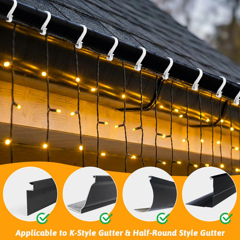 Dalugo 40 Pcs Black Plastic Gutter Hooks for Outdoor Lights – S-Shaped Christmas Light Clips for Gutters, Icicle Lights, LED Decorations & Festive Displays