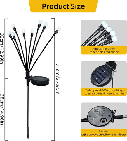 Jsdoin Solar Lights Outdoor Waterproof, Swaying Solar Garden Firefly Decorative Yard,Firefly Garden Lights Outdoor for Path Fence(2pack)