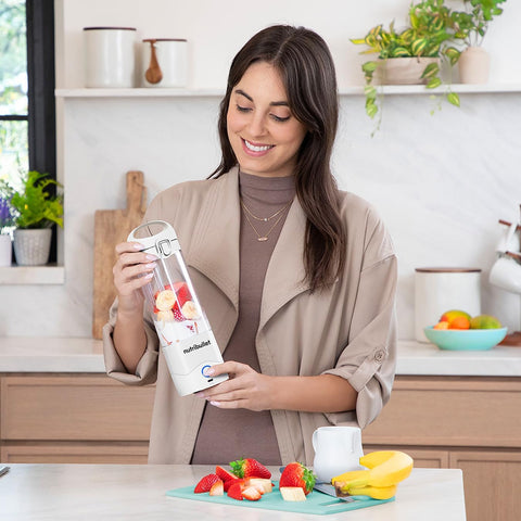 Portable Cordless Blender – White | Powerful Extractor Blade, 475ml Cup, To-Go Lid, USB-C Charging | 15+ Blends On-the-Go