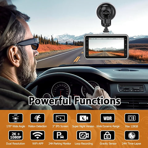 Diamond Lark LF-D518 Dual Dash Cam 2K Front & 1080P Rear with WiFi