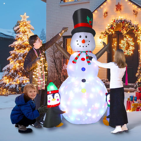 8FT Inflatable Snowman Christmas Decoration with Rotating LED Lights