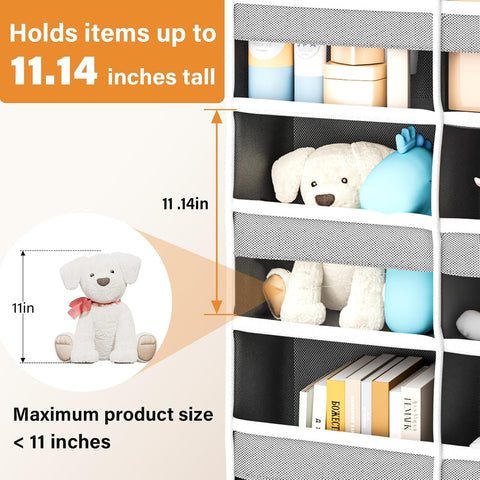 Abiglifty Over The Door Storage Organiser – 20 Pockets, 5-Tier Hanging Storage with Clear Windows, Grey