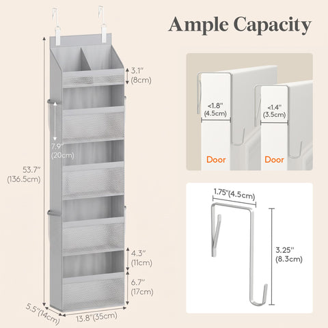 Lifewit 4-Tier Over Door Diaper Organiser, Beige – Space-Saving Hanging Nursery Storage with Mesh Windows