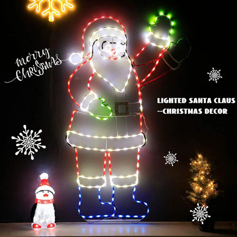 ZHOUDUIDUI 5FT Santa Claus Neon Light – 273 LED Colorful Christmas Decoration