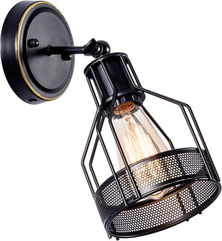 Wall Lights Industrial Lighting, Bathroom Indoor Cage Light Fixture, Metal Shade with Black Finish,Vintage Wall Sconces Home Retro Lights