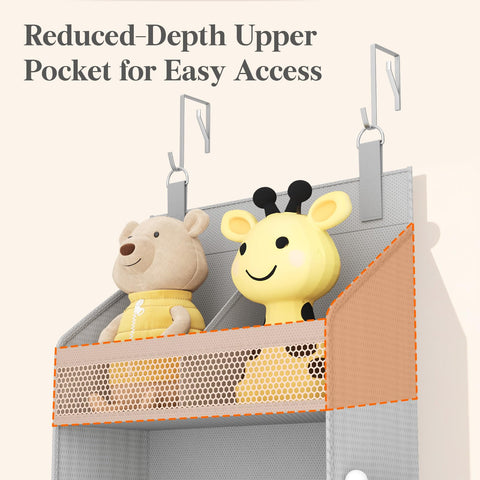Lifewit 4-Tier Over Door Diaper Organiser, Beige – Space-Saving Hanging Nursery Storage with Mesh Windows