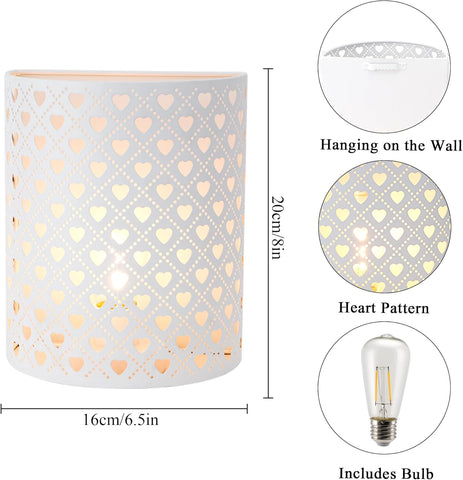 Battery Powered Heart Wall Sconce Table Lamp Set of 2