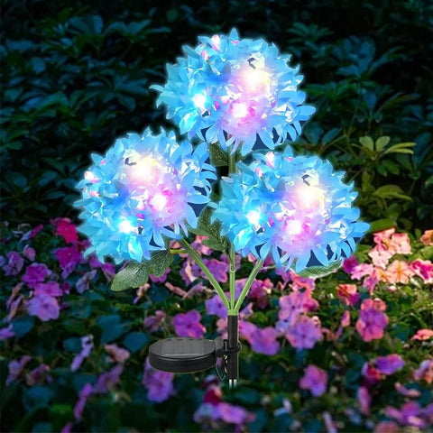 Fairy Hydrangea Lights - Artificial Light Up Hydrangea Flower with 2 Lighting Modes - Outdoor Solar Garden Lights, Yard Art, Blooming Flower Garden Decor for Patio Lawn Pathway