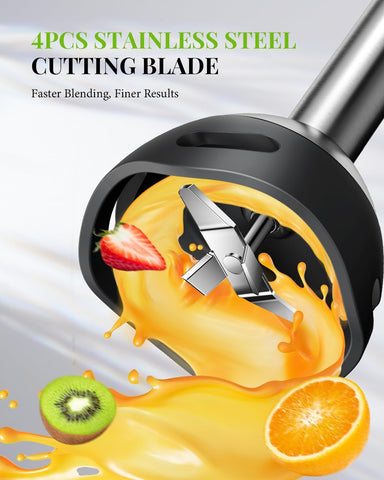Hand Blender 1200W – 6-in-1 Stick Blender with Whisk, Chopper & Beaker