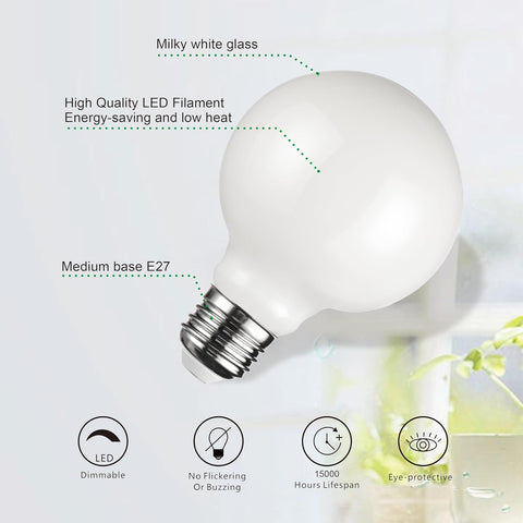 G80 E27 Vintage LED Globe Bulbs 8W 1000lm Warm White (6 Pack)