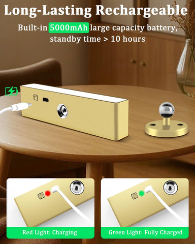 Wireless Rechargeable Wall Light Battery Operated Indoor Lamp Gold