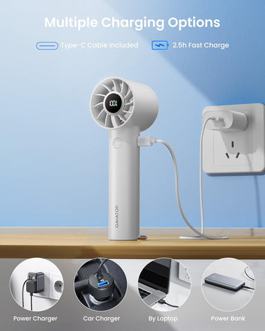 Turbo Handheld Fan with LED Torch & Clip Base