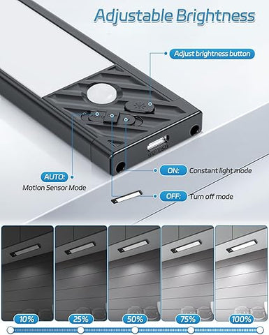 Rechargeable LED Under Cabinet Lights - Motion Sensor Wardrobe Lights