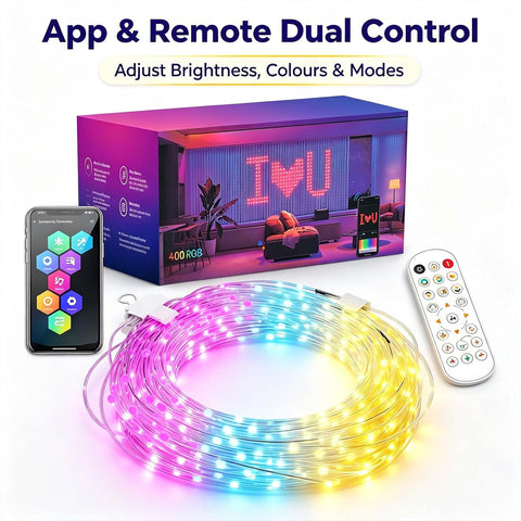 Smart RGB Pixel Curtain Lights 3x2m – 400 LED Christmas House Net Wall Display with App, Remote Control, Music Sync & DIY Effects - Turn Your Wall Into a Christmas Light Show