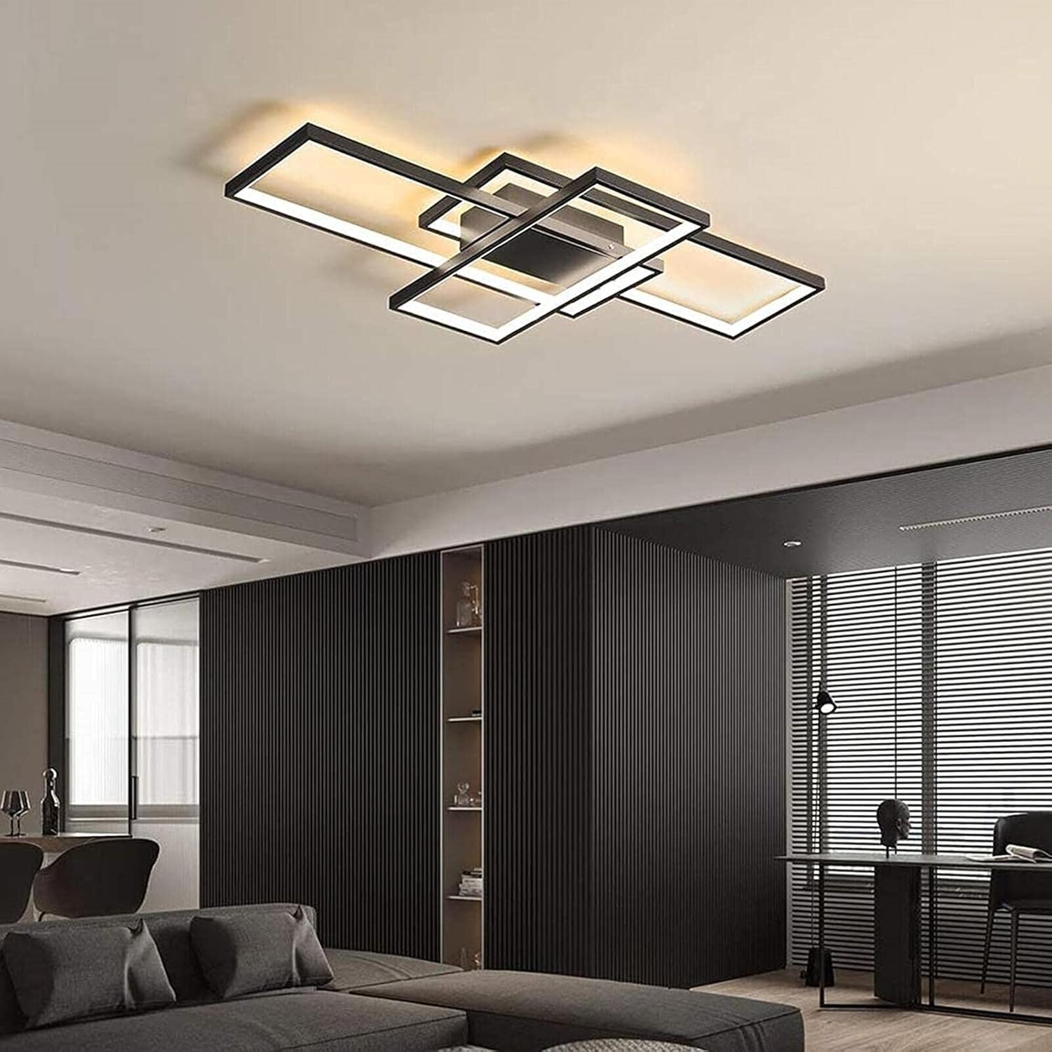 Modern ceiling light fixture in a living room setting