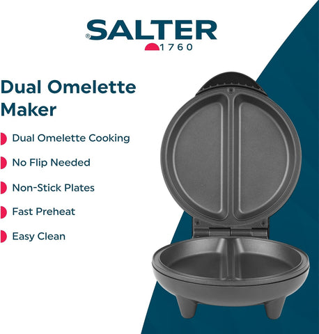 Omelette Maker – Non-Stick Deep Fill Plates, Double Egg Cooker for 2 Omelettes, Fast Heat Up, Easy Clean, 750W, EK2716