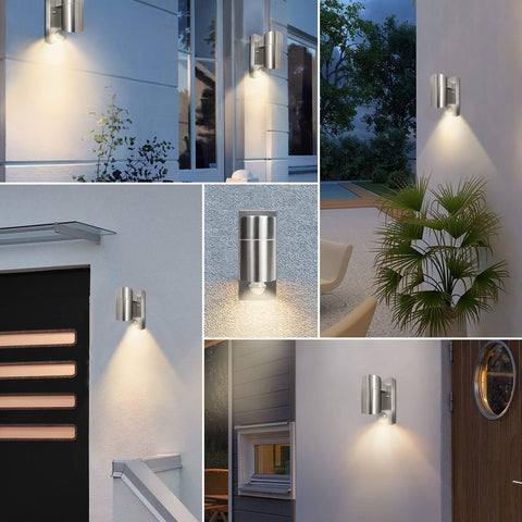 LED Motion Sensor Outdoor Security Wall Light – Stainless Steel, IP44 Waterproof, GU10 Compatible