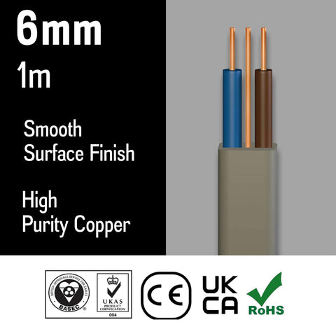 Primes DIY 10mm Twin & Earth Electric Cable Grey 30m