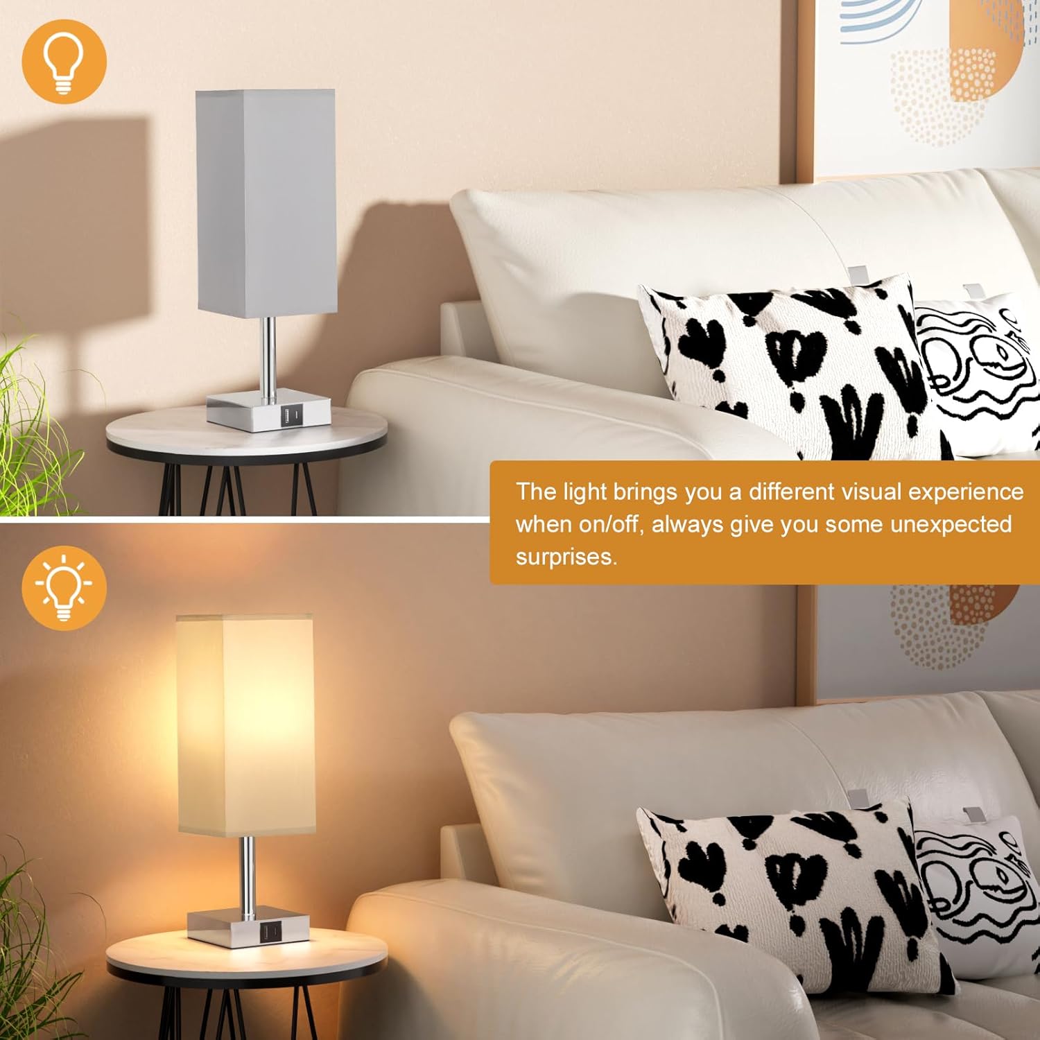 Bedside Lamps, Touch Control Table Lamp with USB Lamps 3 Way