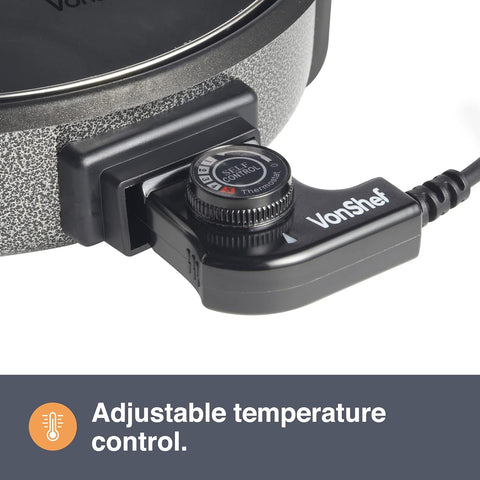 1.5L Electric Multi Cooker Pan – 30cm Non-Stick Frying Pan with Lid, Adjustable Temperature Control, 1500W