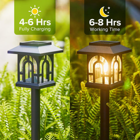 BUCASA 4 Pack Solar Lights Outdoor Garden, Up to 10 Hours Solar Garden Lights Waterproof Pathway Lighting for Yard, Patio, Landscape, Walkway, Path (3000K Warm White)