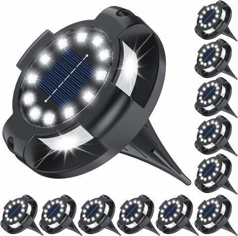 Solar Pathway Lights 12 Pack, 4.3 inch 16 LEDs Solar Ground Lights