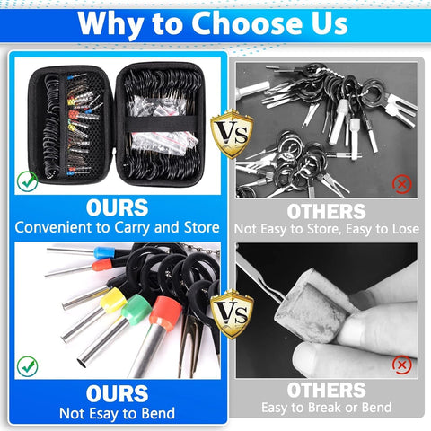Kikerike 139 Pcs Terminal Removal Tool Kit Depinning Tool Set Electrical Connector Pin Extractor Automotive Wire Release Tool With Protective Bag