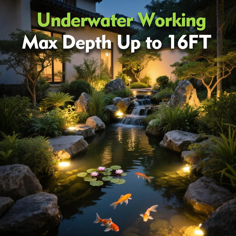 MY Lighting 3W LED Pond Lights 12–24V AC/DC, IP68 Underwater Pond & Fountain Lights, 3000K Warm White, 4 Pack