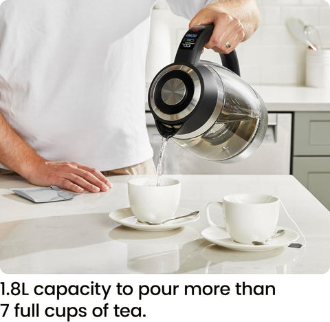 Electric Kettle 1.8L 3000W Glass Tea Kettle with Infuser & LED Lights