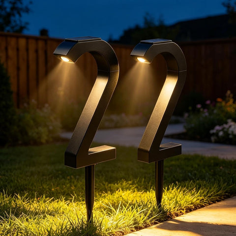 Solar Pathway Lights Outdoor Number 2 Shape Spotlight Stake Lighting Lamp
