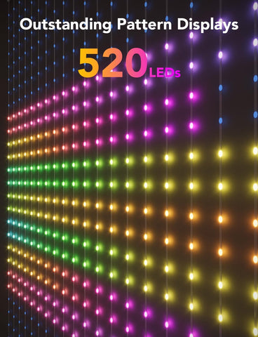 Govee Smart LED Curtain Lights 1.5x2m, 520 RGBIC – Waterproof App-Controlled Decorative Lights for Bedrooms, Parties & Outdoor Spaces - Turn Blank Walls Into Your Own Little Light Show
