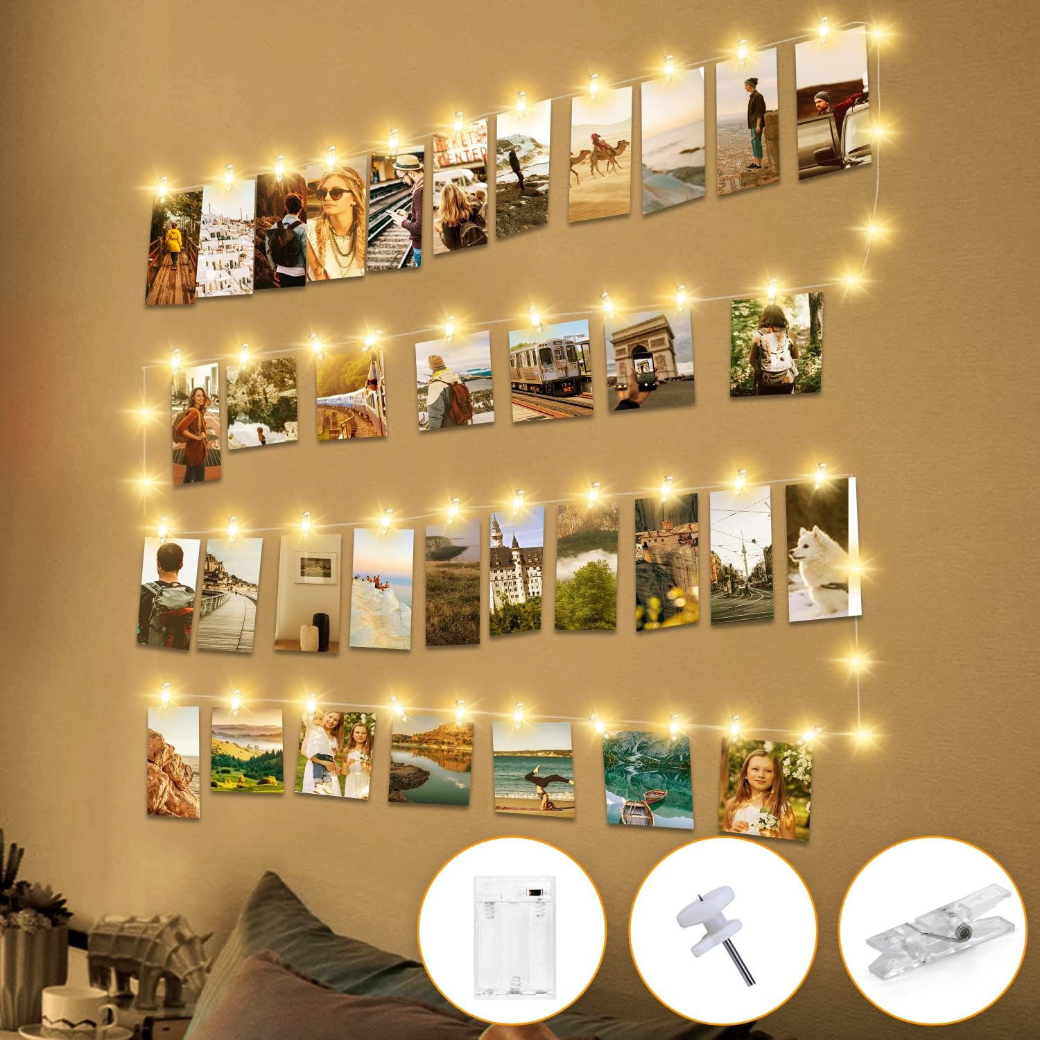 50 LED Photo Clip String Lights Fairy Lights with 30 Clips