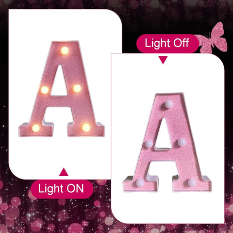 Light Up Letter A Pink LED Battery Powered Night Light